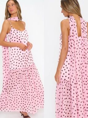 Show Me Your Mumu Dalia Pink Polka Dot Maxi Dress